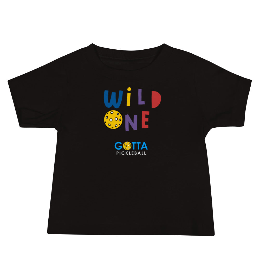 Baby T-Shirt Cotton: Wild One with Pickleball (black)