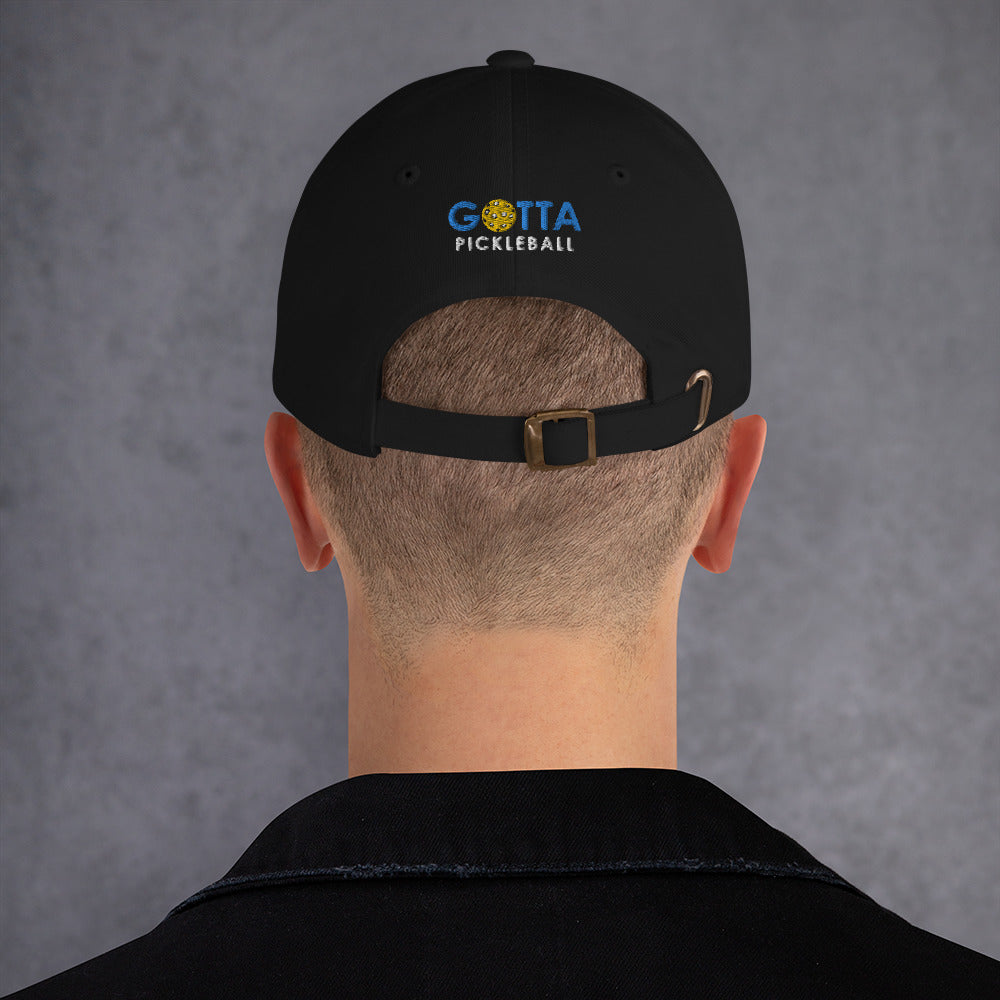 Cotton Twill Classic Cap: Embroidered Hat Pickleball on Blue Court (more colors)