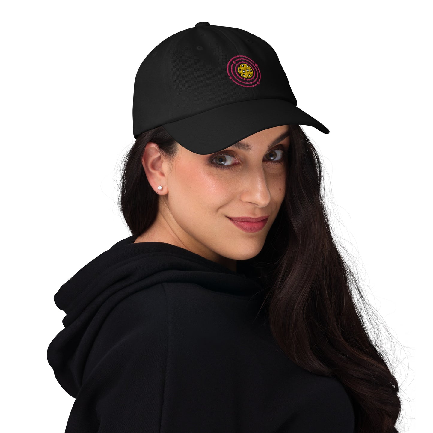 Cotton Twill Classic Cap: Embroidered Hat Pickleball Orbit Pink (more colors)