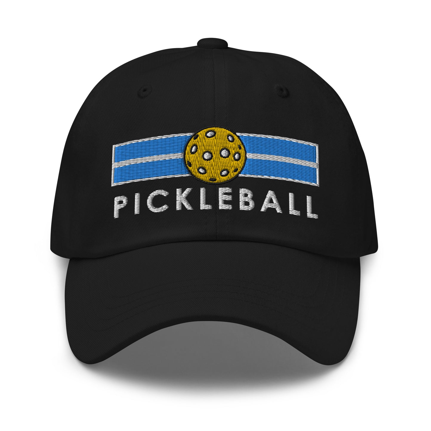 Cotton Twill Classic Cap: Embroidered Hat Pickleball on Blue Court (more colors)