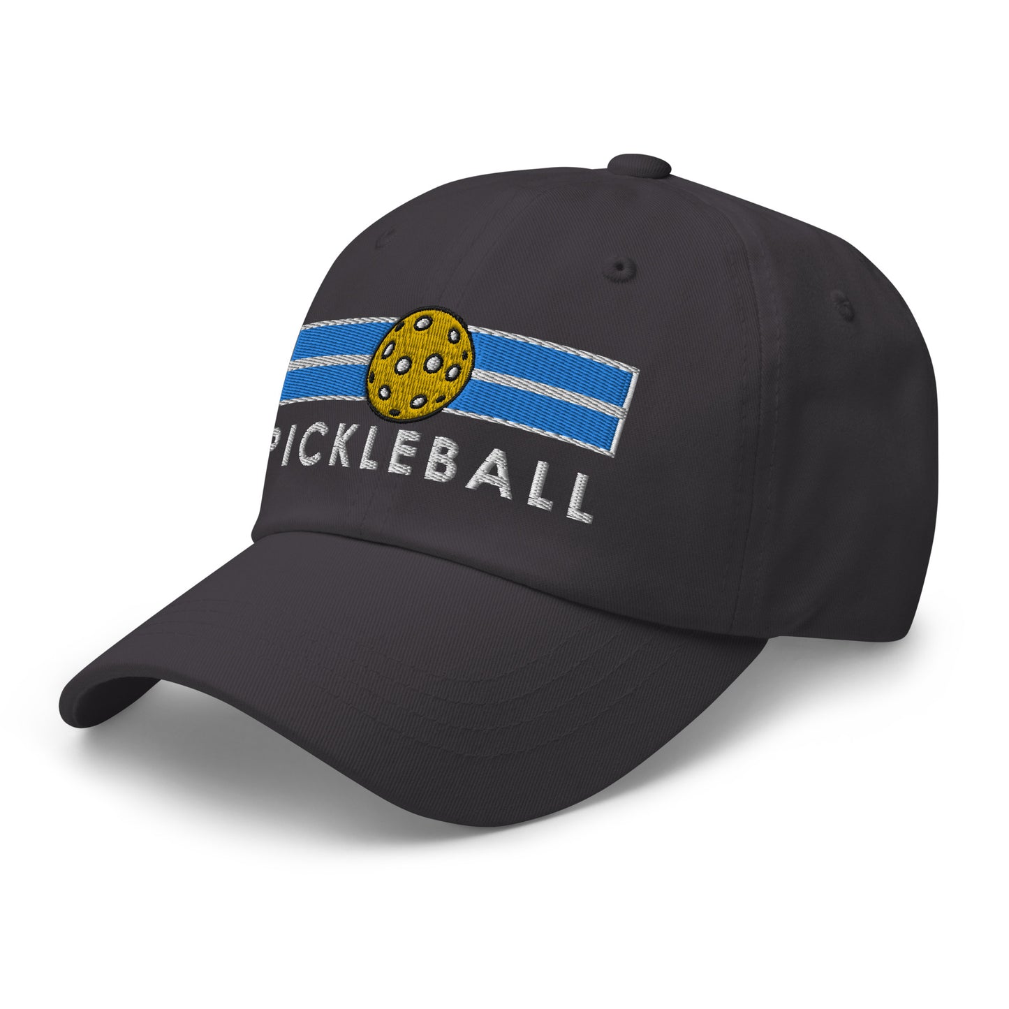 Cotton Twill Classic Cap: Embroidered Hat Pickleball on Blue Court (more colors)