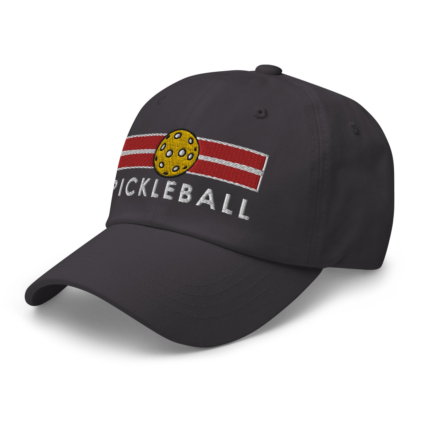 Cotton Twill Classic Cap: Embroidered Hat Pickleball on Red Court (more colors)