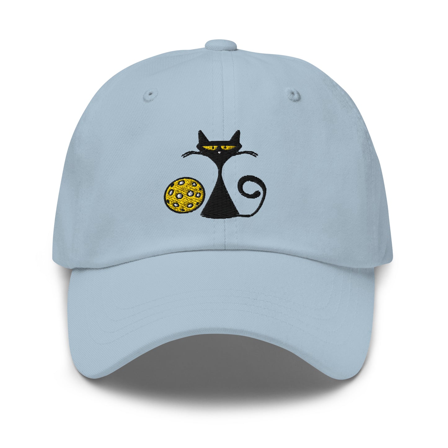 Cotton Twill Classic Cap: Embroidered Hat Pickleball Cat (more colors)
