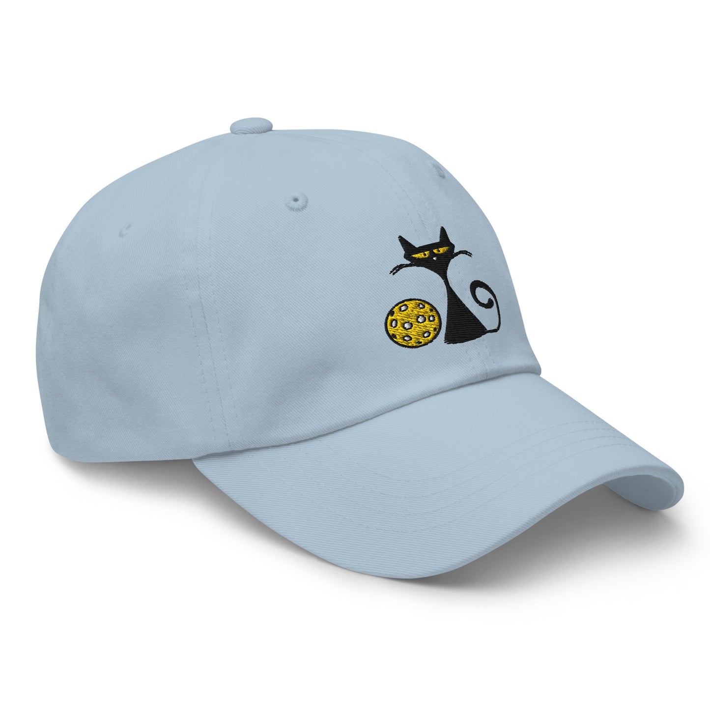 Cotton Twill Classic Cap: Embroidered Hat Pickleball Cat (more colors)