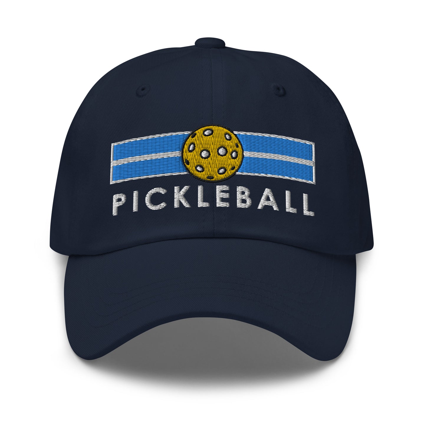 Cotton Twill Classic Cap: Embroidered Hat Pickleball on Blue Court (more colors)