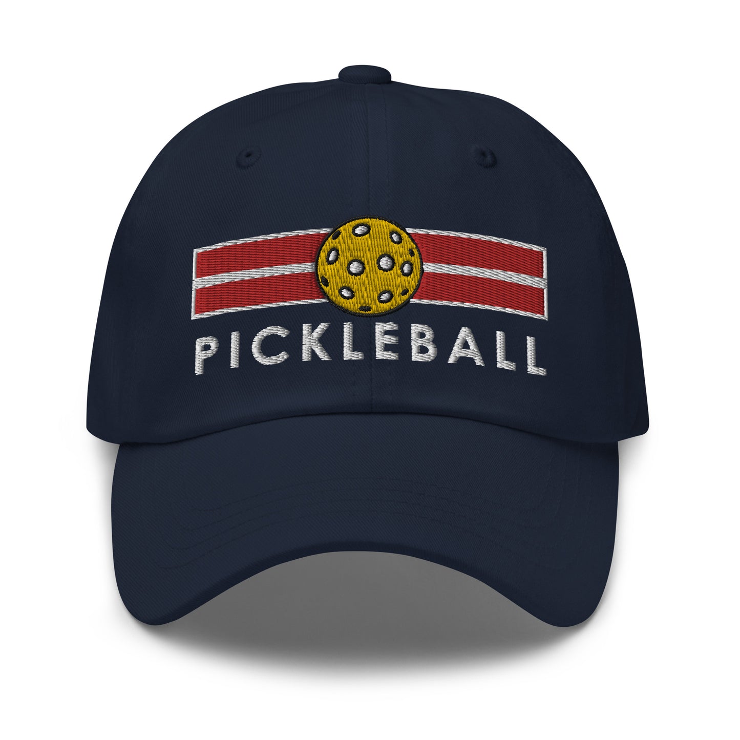 Cotton Twill Classic Cap: Embroidered Hat Pickleball on Red Court (more colors)
