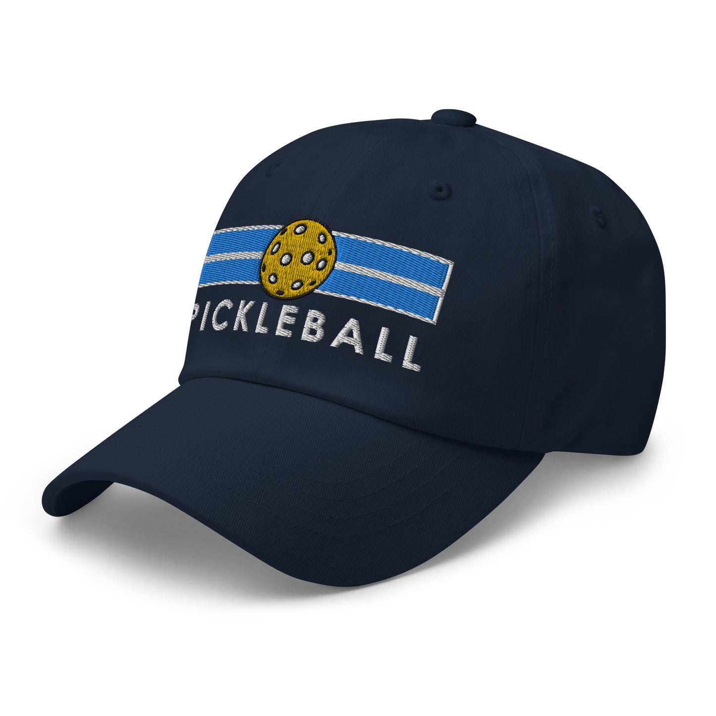 Cotton Twill Classic Cap: Embroidered Hat Pickleball on Blue Court (more colors)