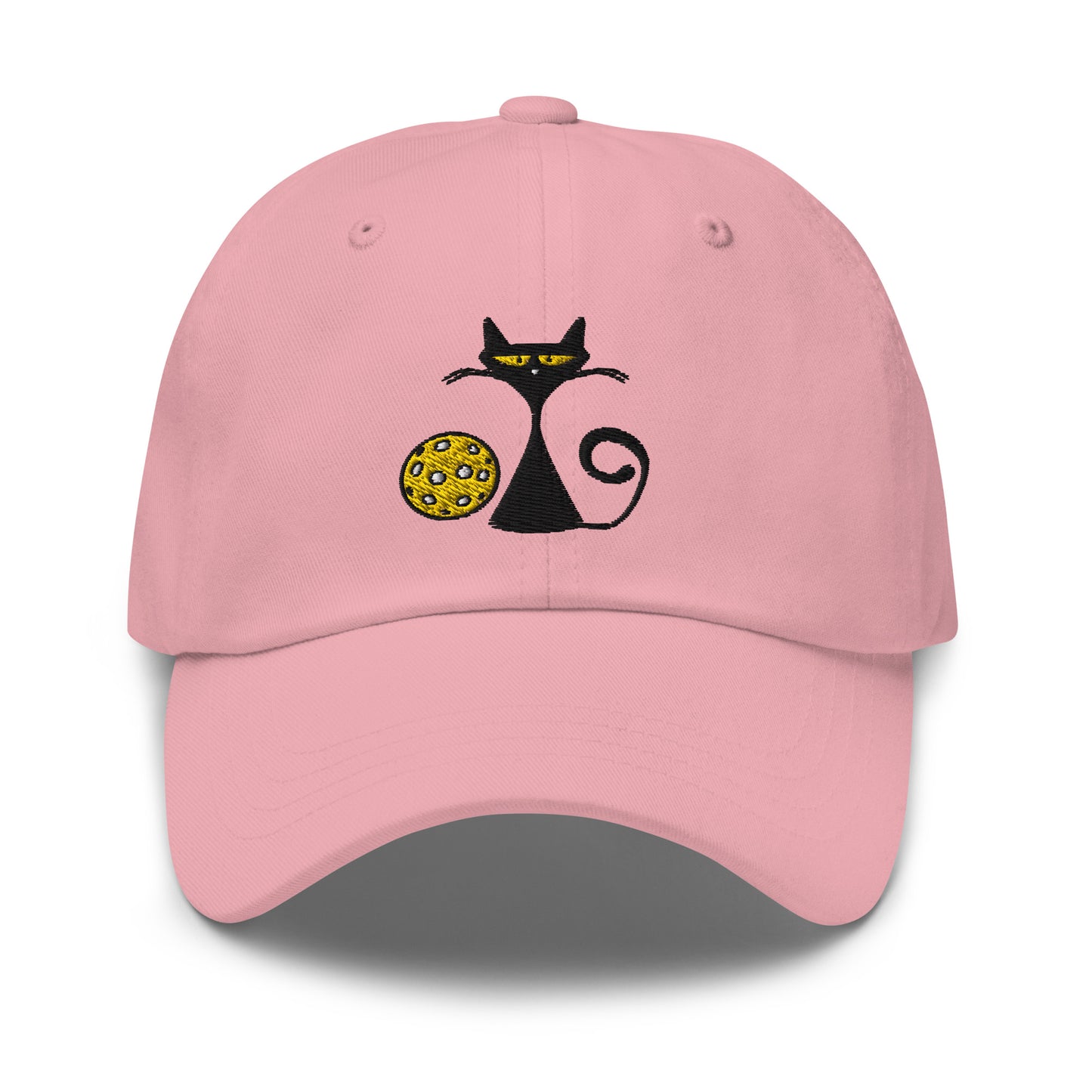 Cotton Twill Classic Cap: Embroidered Hat Pickleball Cat (more colors)