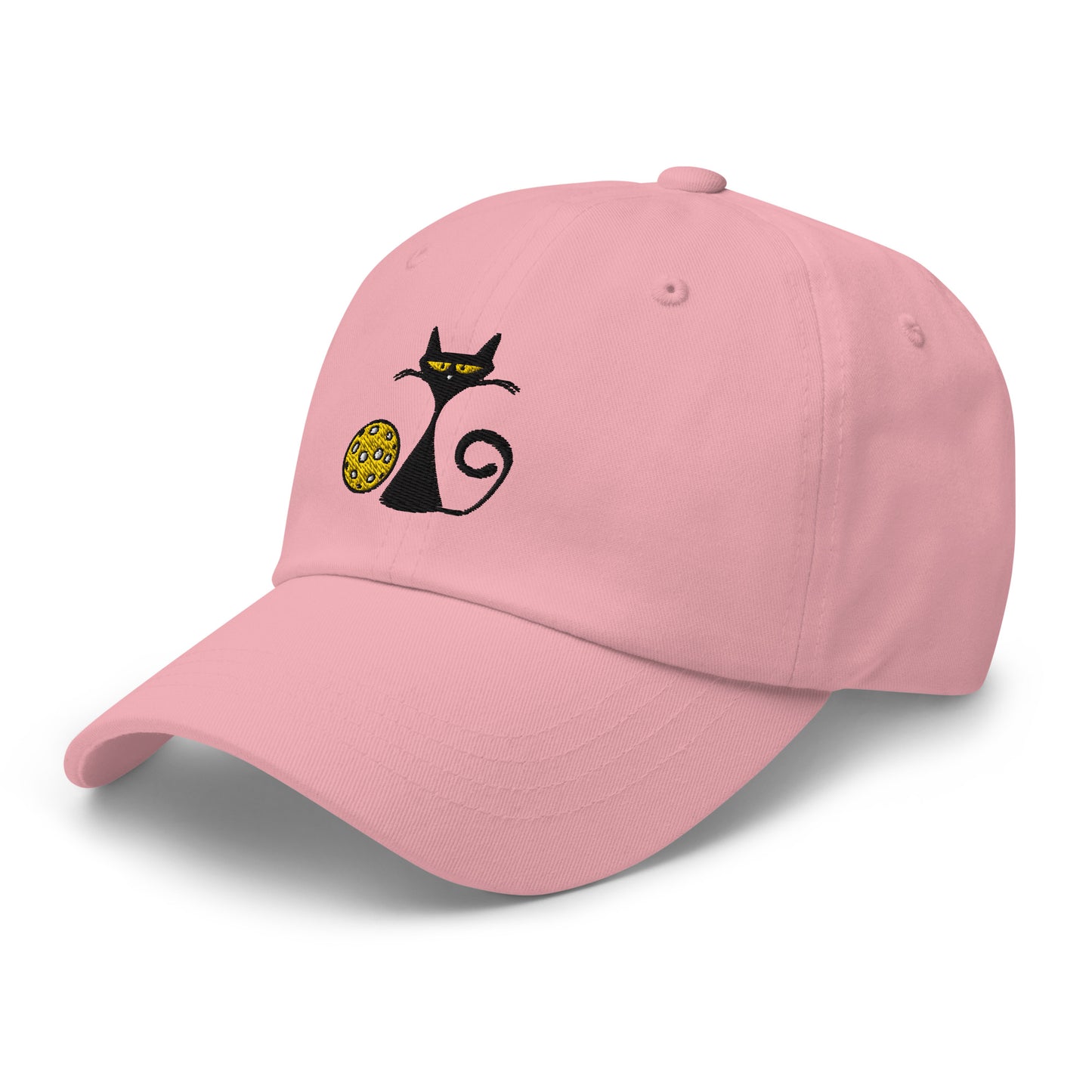 Cotton Twill Classic Cap: Embroidered Hat Pickleball Cat (more colors)