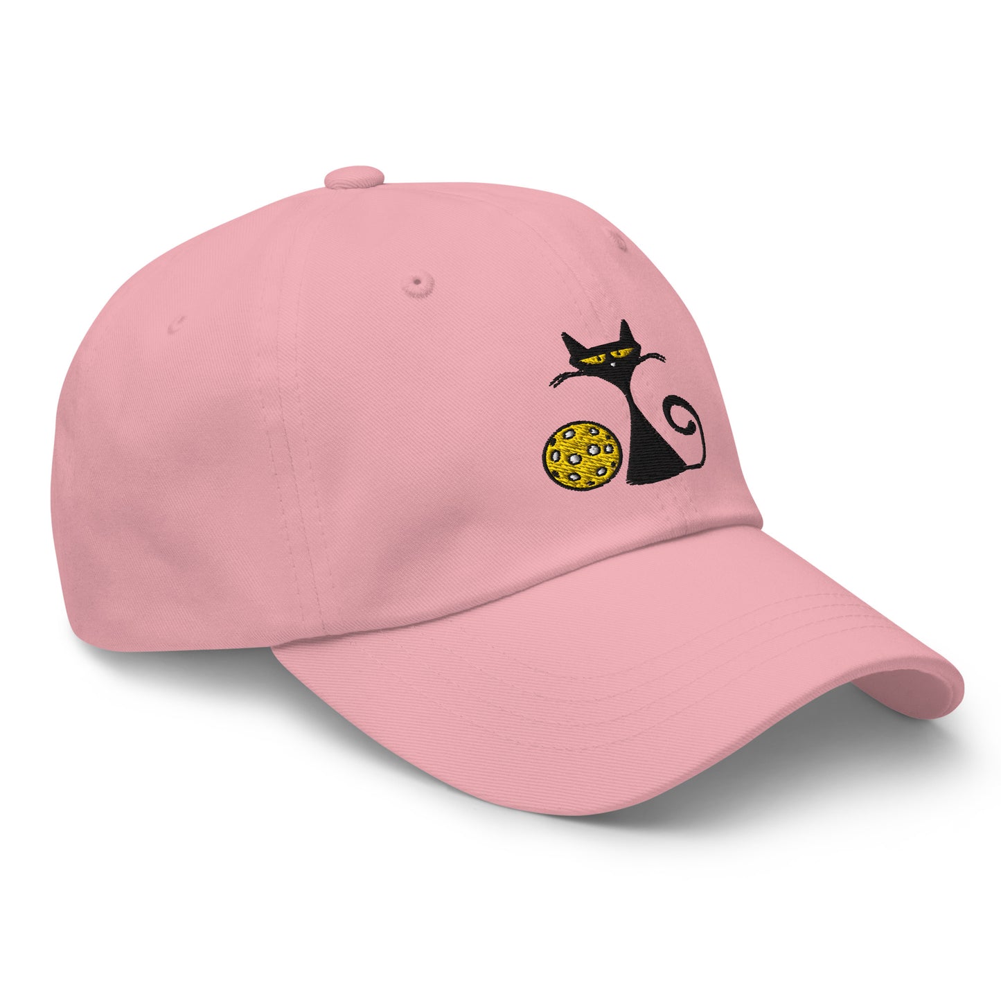Cotton Twill Classic Cap: Embroidered Hat Pickleball Cat (more colors)