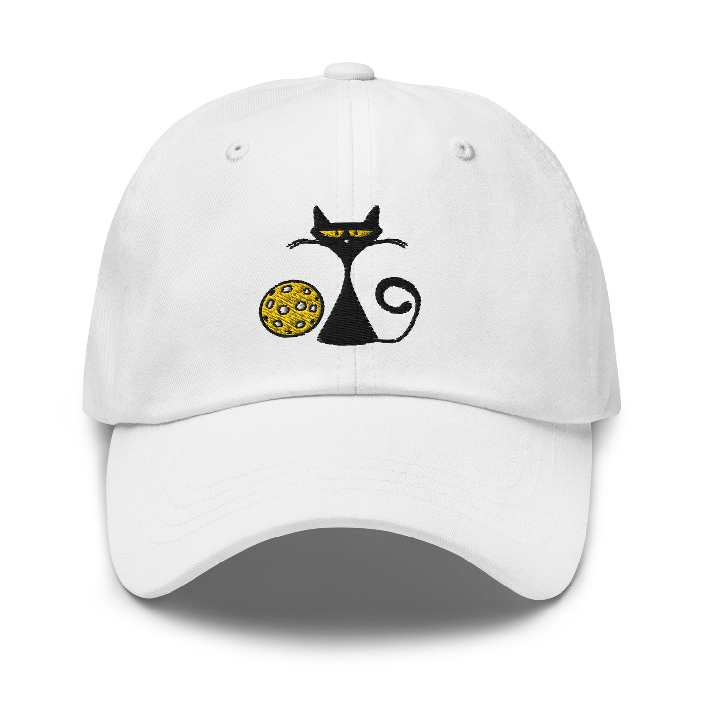 Cotton Twill Classic Cap: Embroidered Hat Pickleball Cat (more colors)