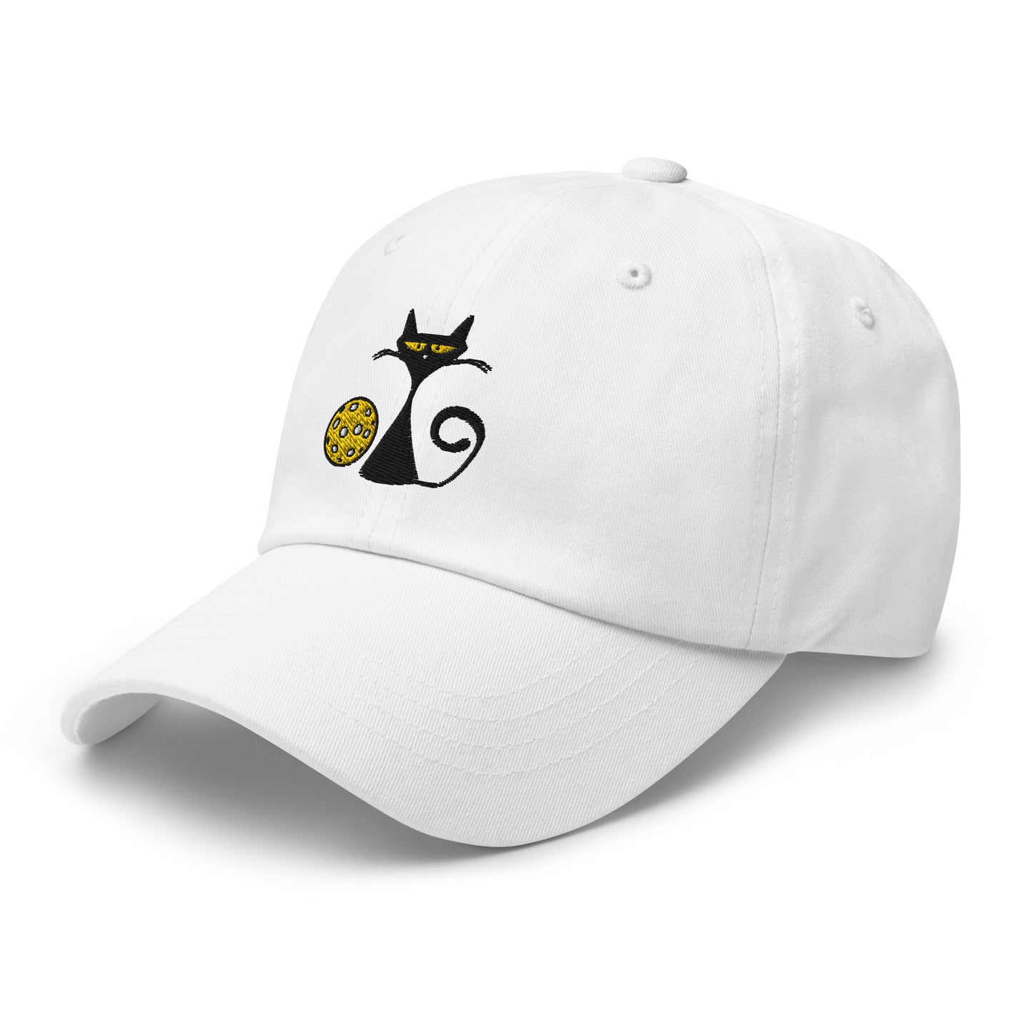 Cotton Twill Classic Cap: Embroidered Hat Pickleball Cat (more colors)