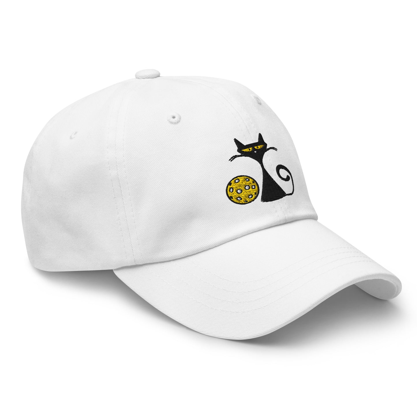 Cotton Twill Classic Cap: Embroidered Hat Pickleball Cat (more colors)
