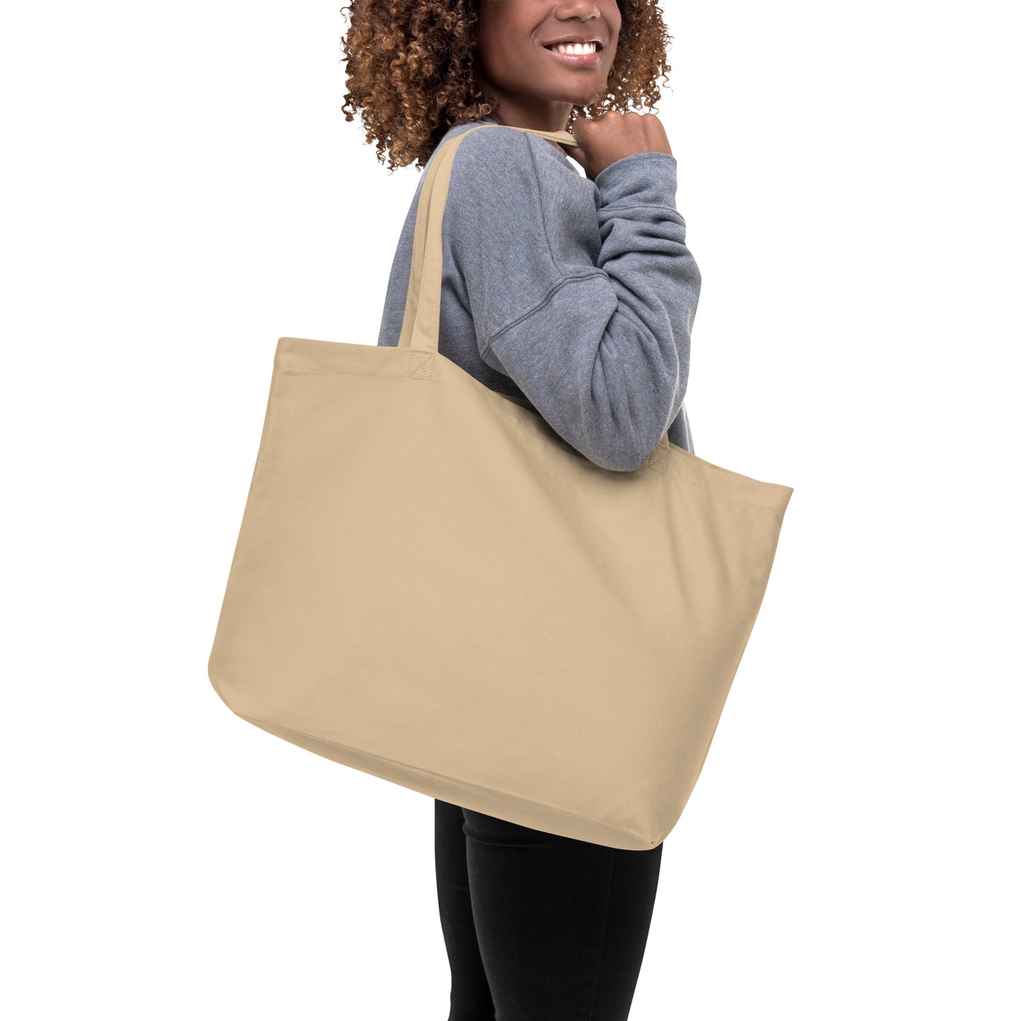 Large organic tote bag: Oyster Black Dog with PIckleball Tail