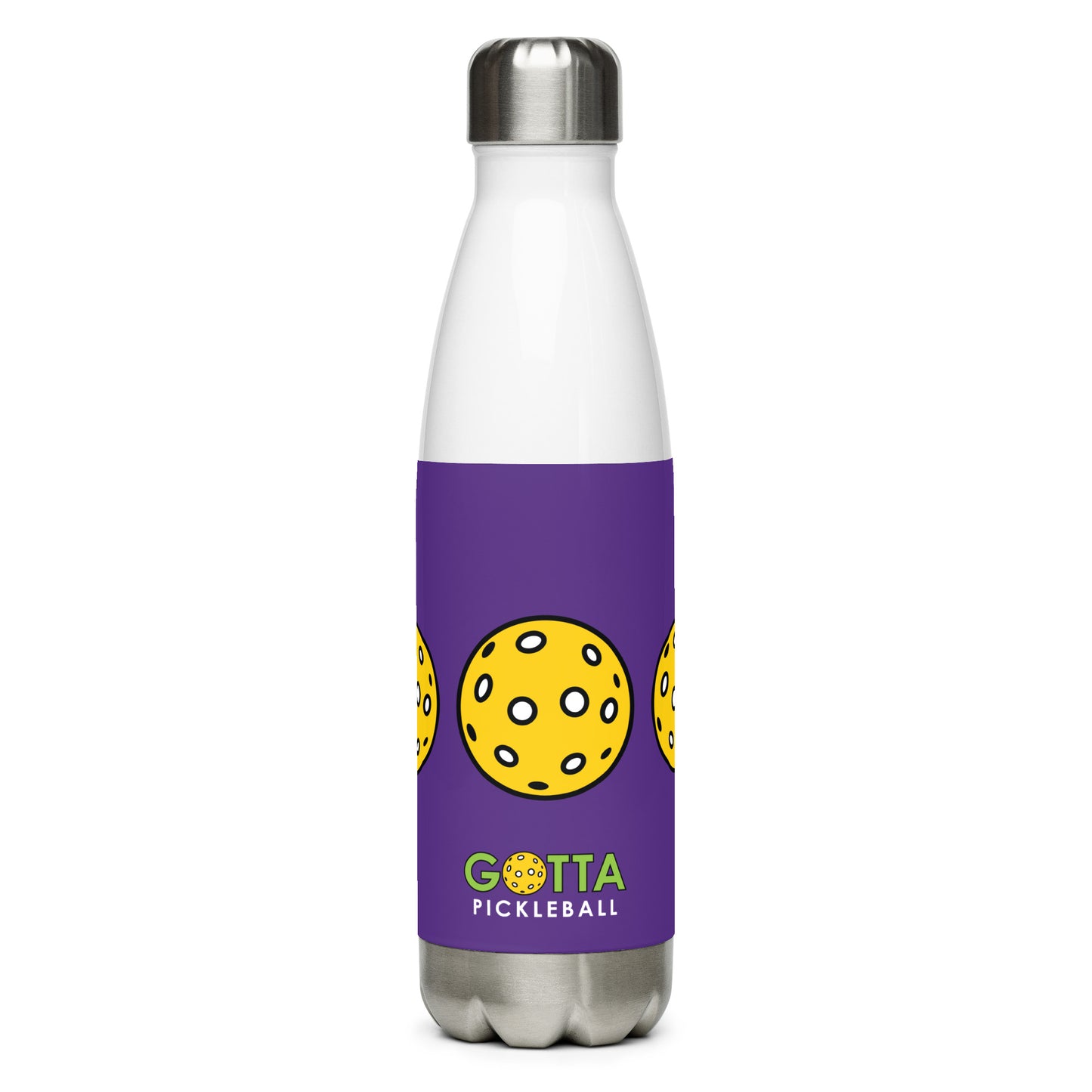 Stainless Steel Water Bottle: Pickleballs Indigo Purple