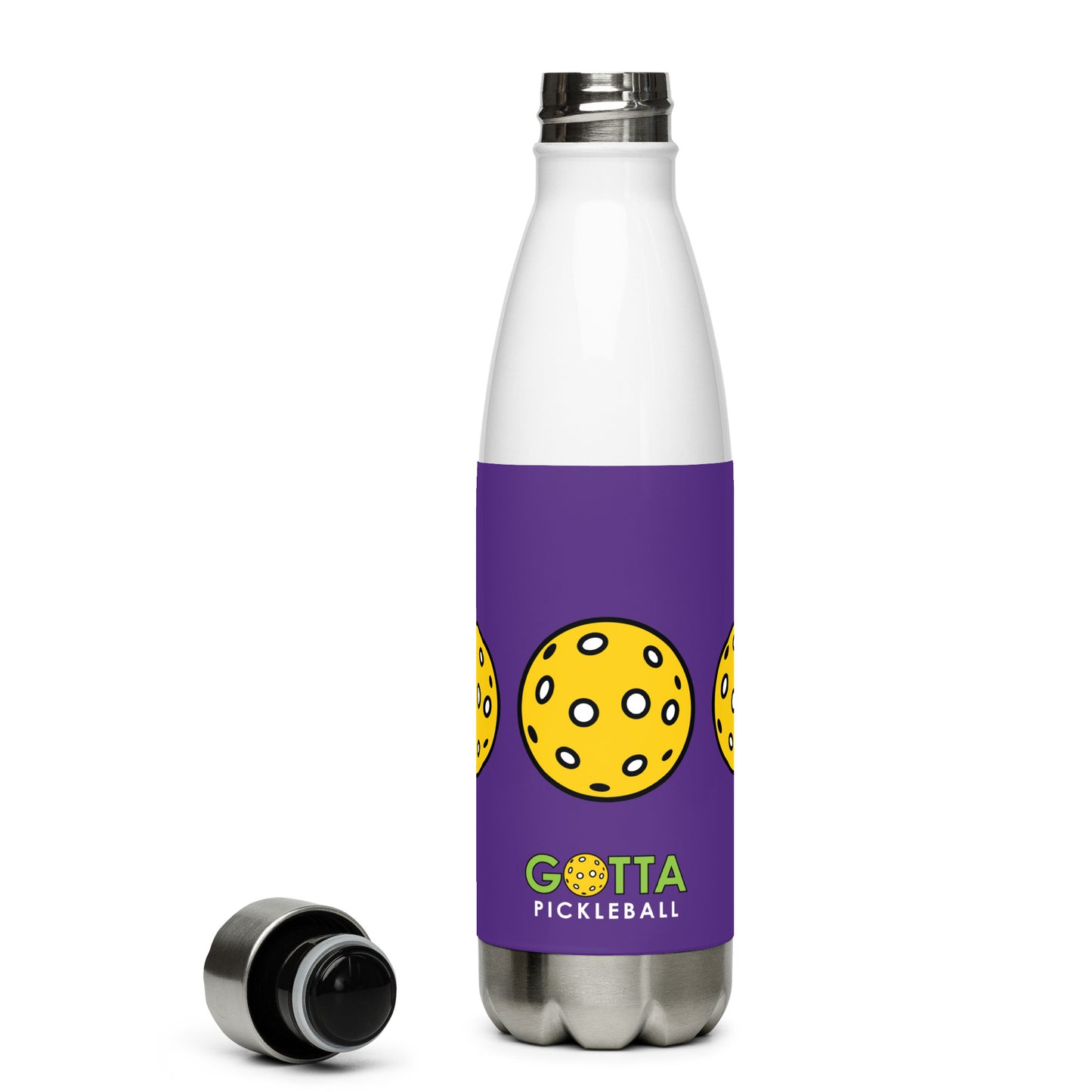 Stainless Steel Water Bottle: Pickleballs Indigo Purple