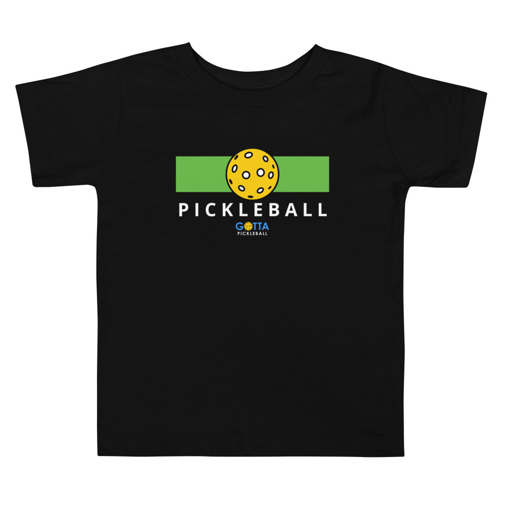 Toddler T-Shirt Cotton: Color Block Green with Pickleball (black)