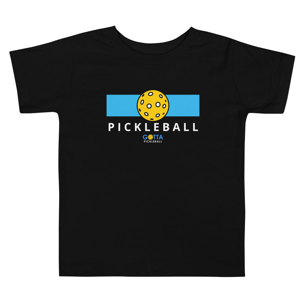 Toddler T-Shirt Cotton: Color Block Blue with Pickleball (black)