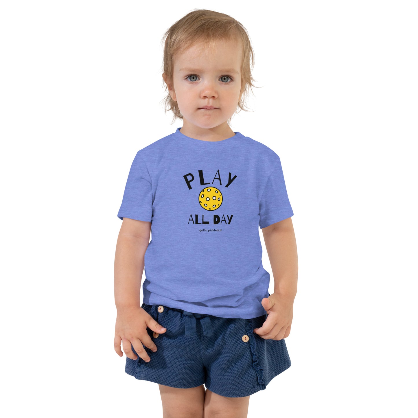 Toddler T-Shirt Cotton: Play All Day with Pickleball (more colors)