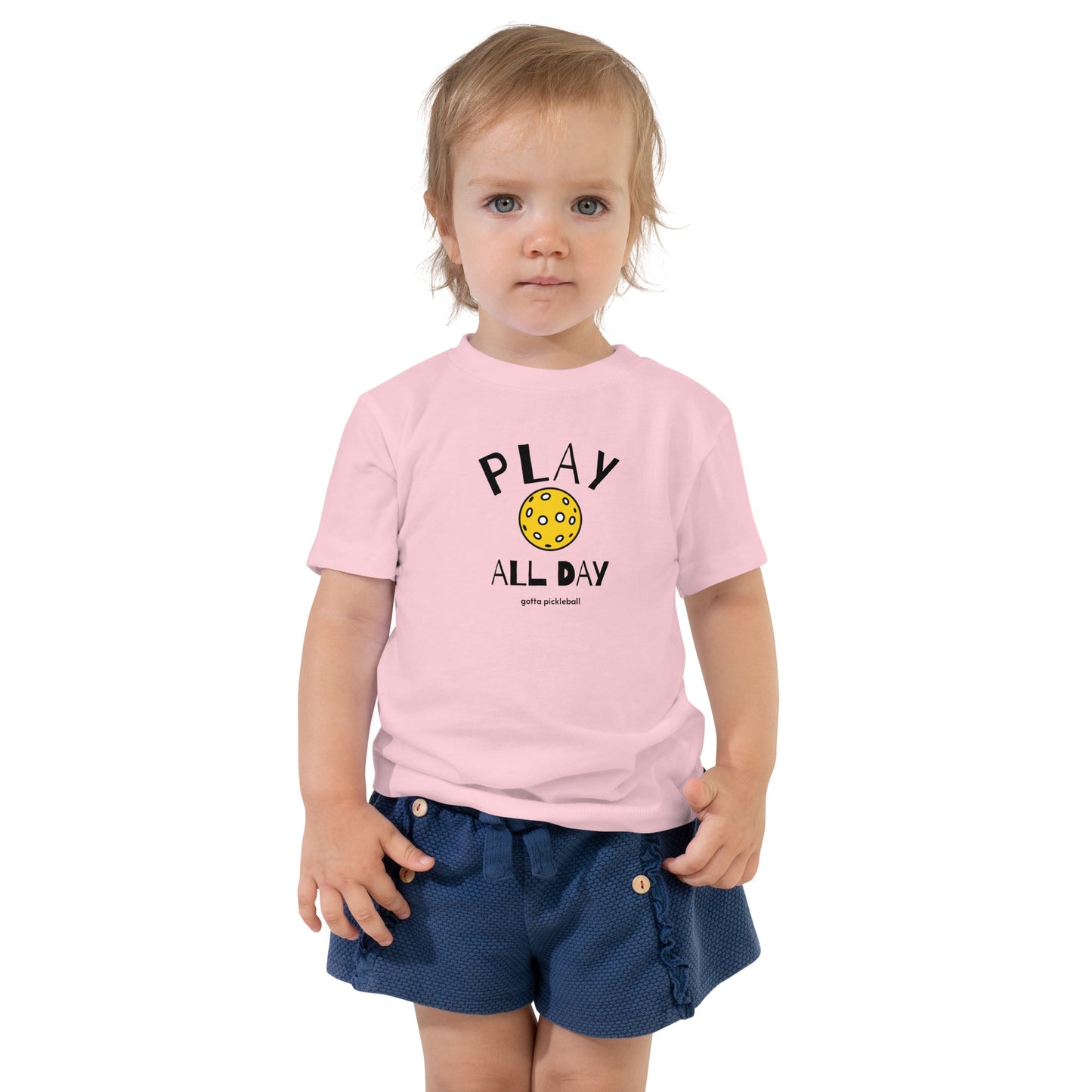 Toddler T-Shirt Cotton: Play All Day with Pickleball (more colors)