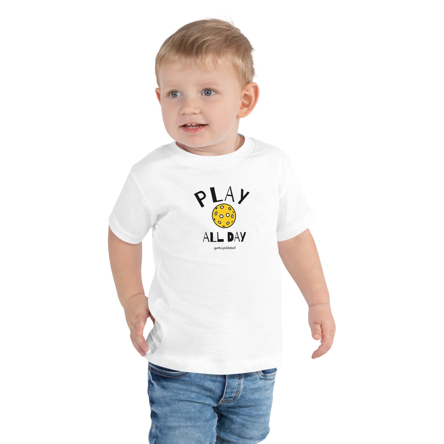 Toddler T-Shirt Cotton: Play All Day with Pickleball (more colors)