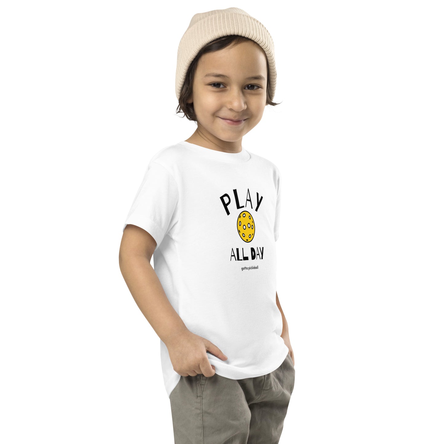 Toddler T-Shirt Cotton: Play All Day with Pickleball (more colors)