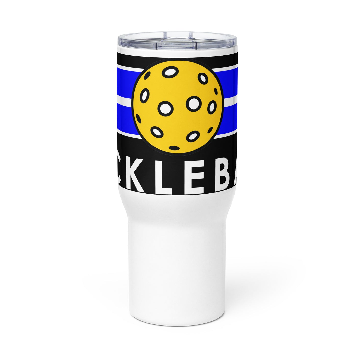 Travel mug with handle: Blue Court Pickleball