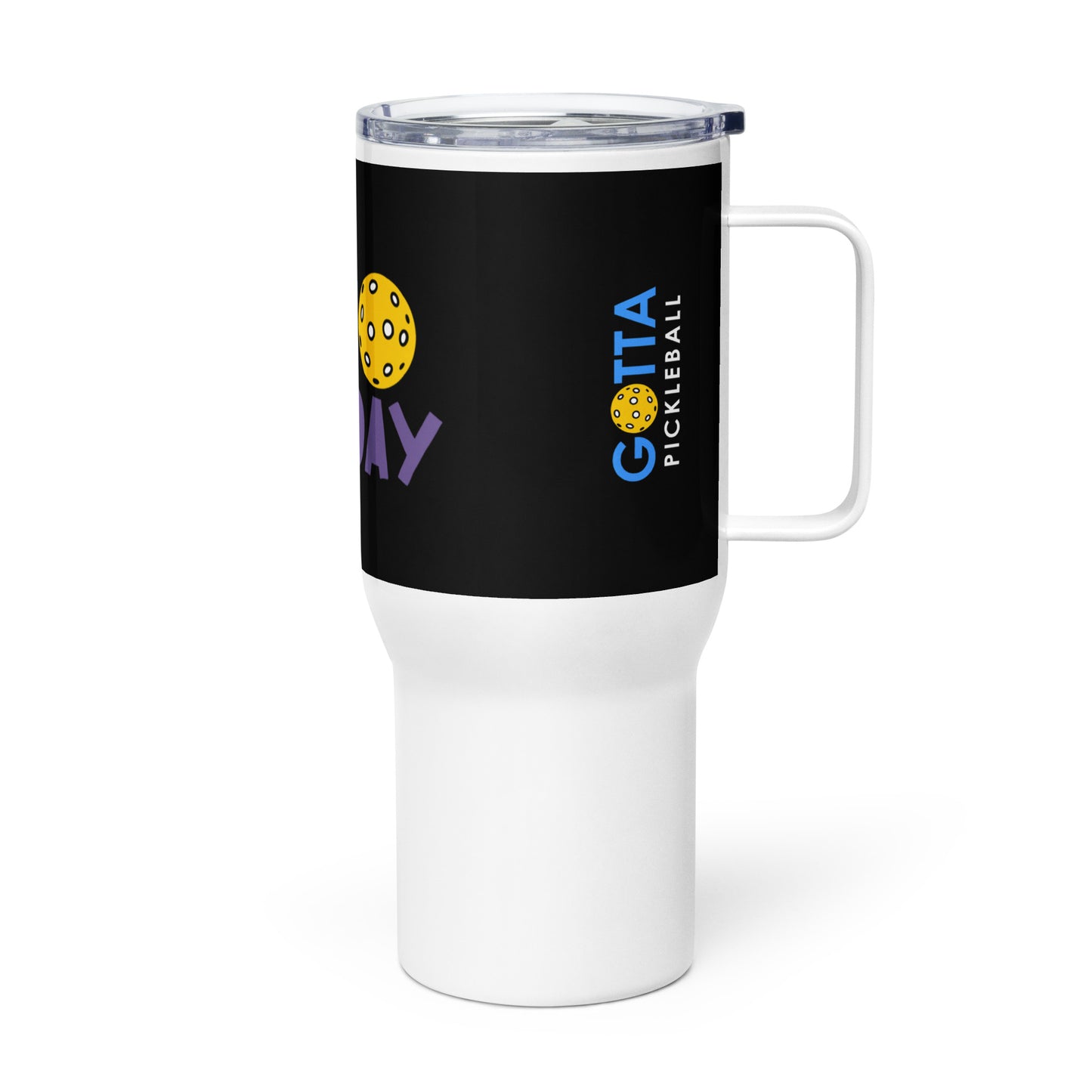 Travel mug with handle: Play All Day