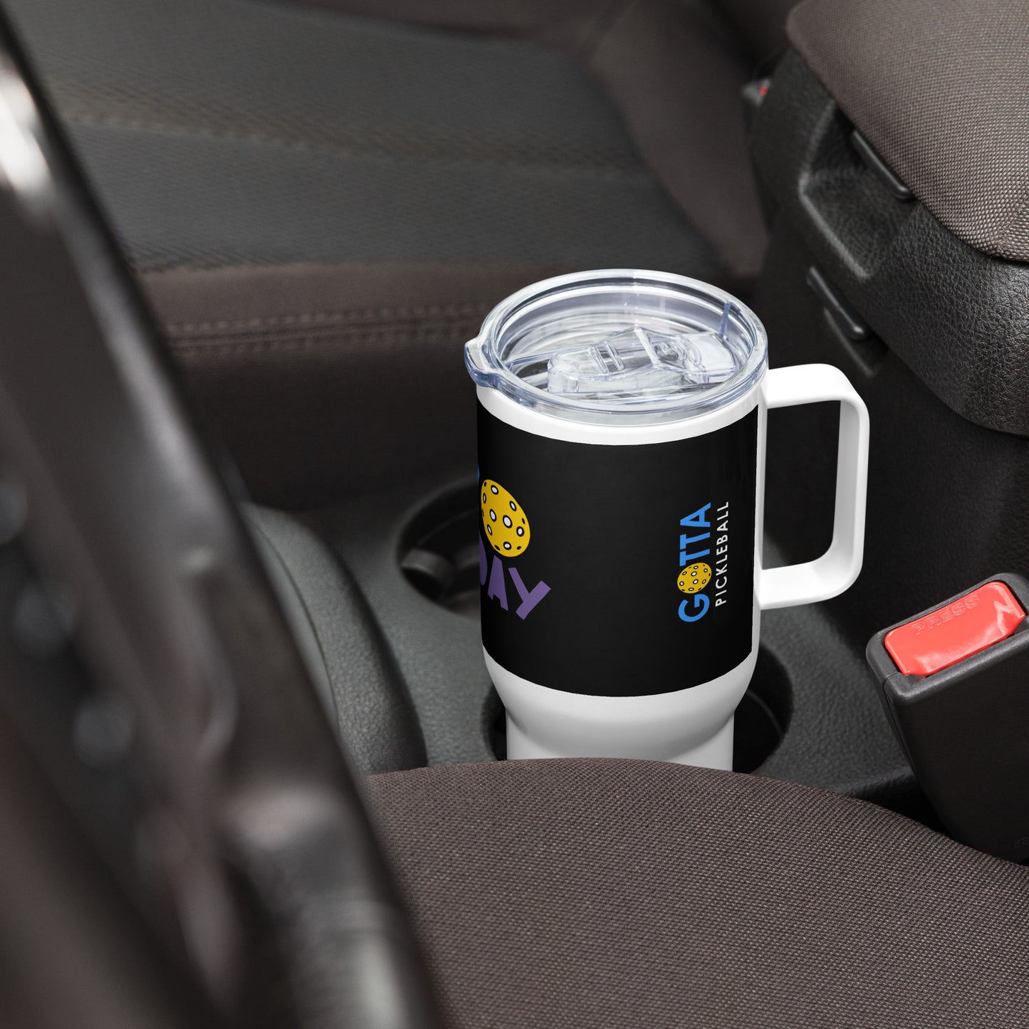 Travel mug with handle: Play All Day