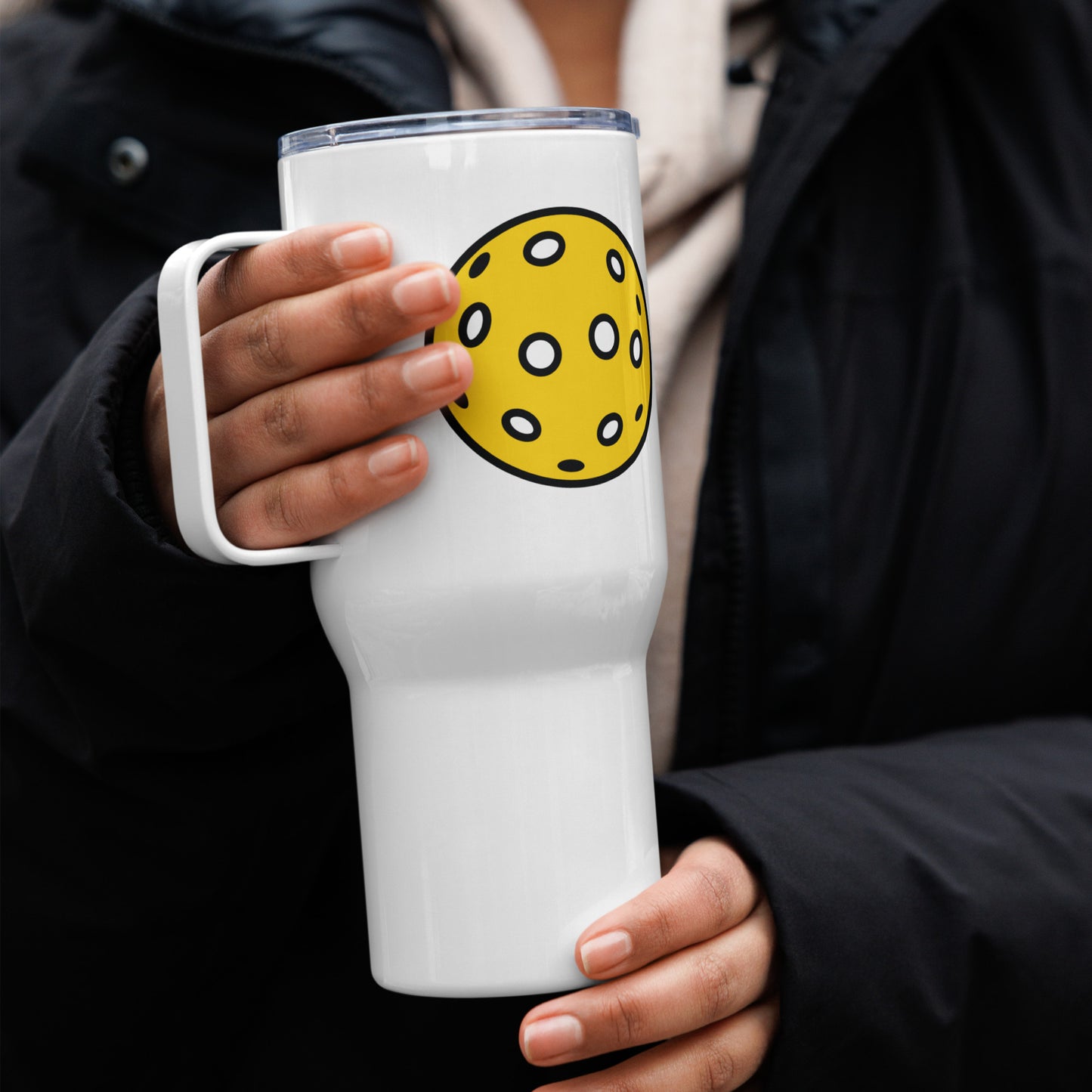 Travel mug with handle: Pickleball with Gotta Pickleball Logo