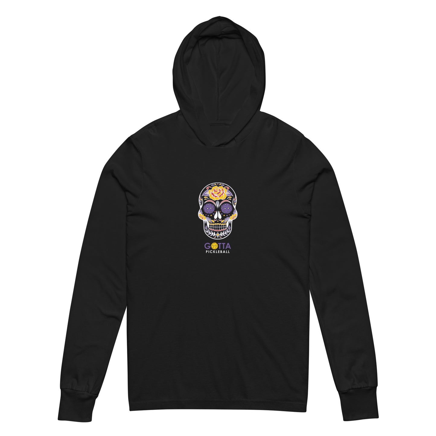 Hooded Long Sleeve Tee Unisex: DAY OF THE DEAD PICKLEBALL EYES (more colors)