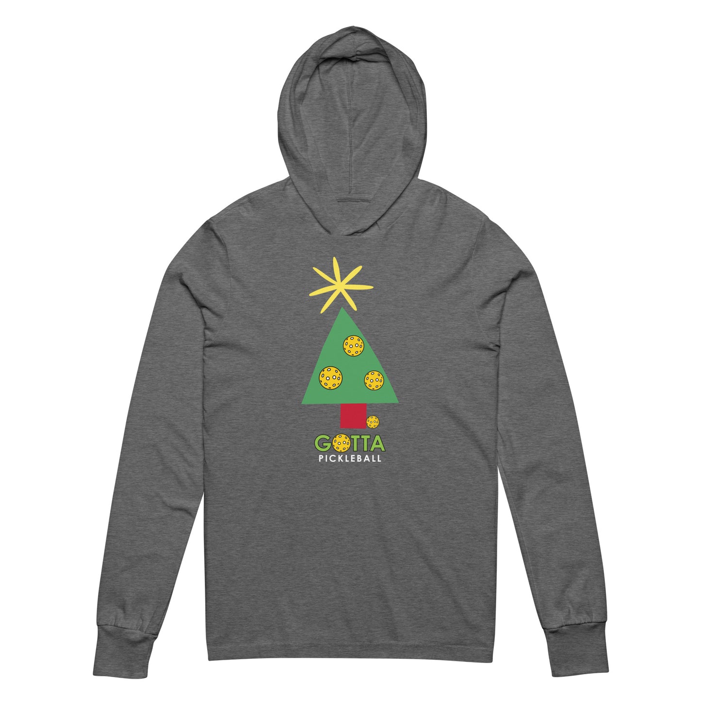 Unisex Hooded Long Sleeve Tee: PICKLEBALL CHRISTMAS TREE (more colors)