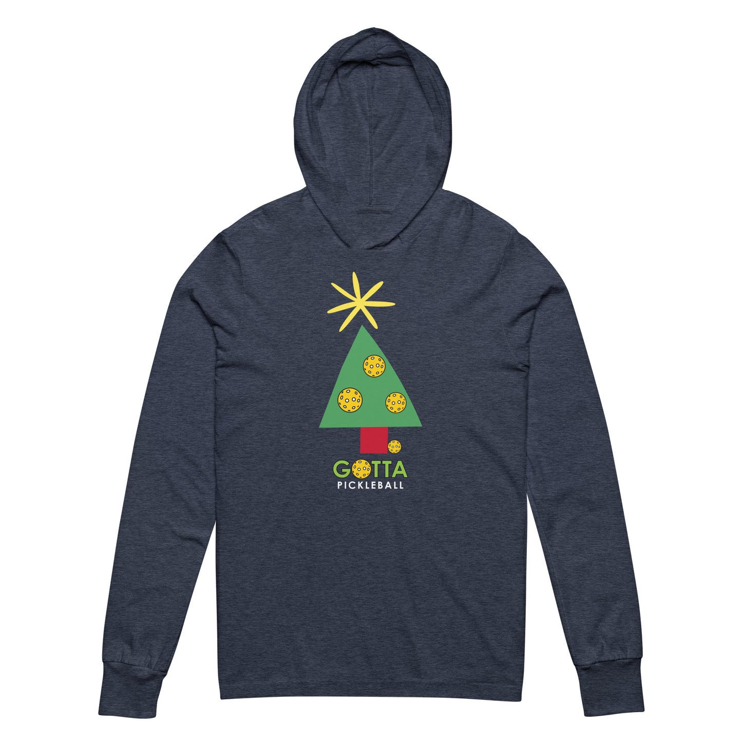 Unisex Hooded Long Sleeve Tee: PICKLEBALL CHRISTMAS TREE (more colors)
