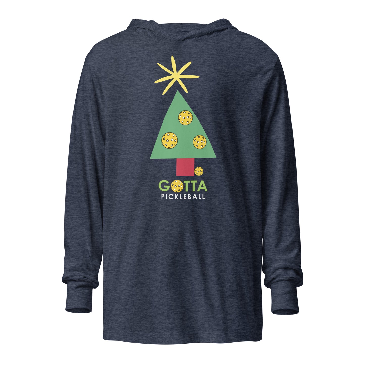 Unisex Hooded Long Sleeve Tee: PICKLEBALL CHRISTMAS TREE (more colors)