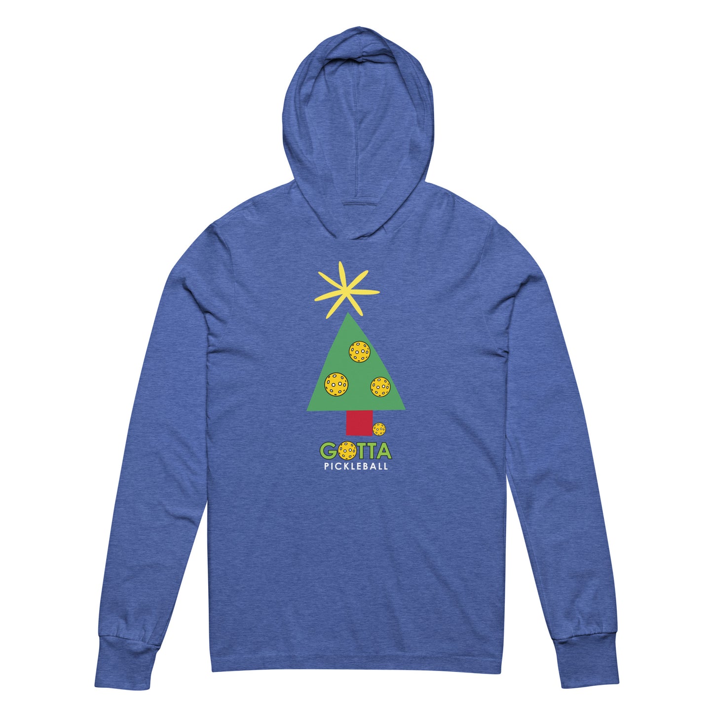Unisex Hooded Long Sleeve Tee: PICKLEBALL CHRISTMAS TREE (more colors)