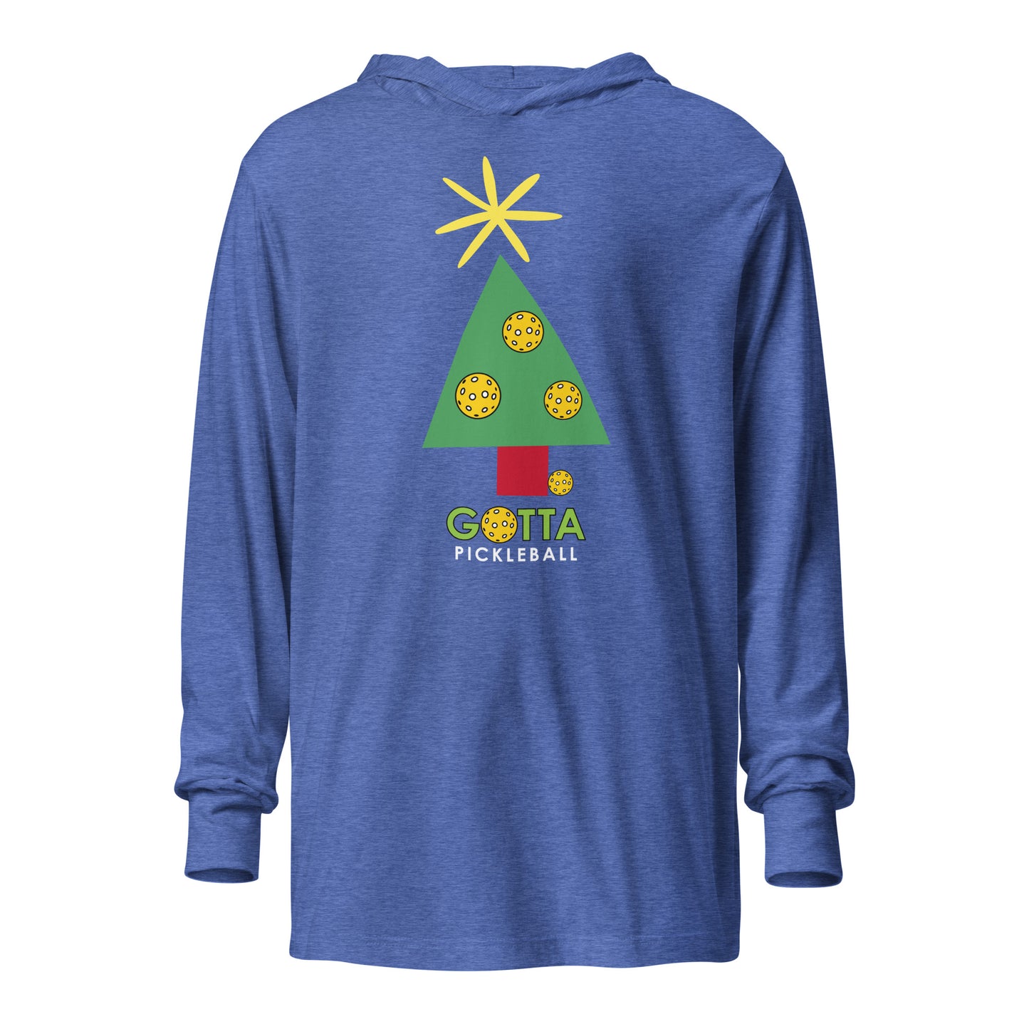 Unisex Hooded Long Sleeve Tee: PICKLEBALL CHRISTMAS TREE (more colors)