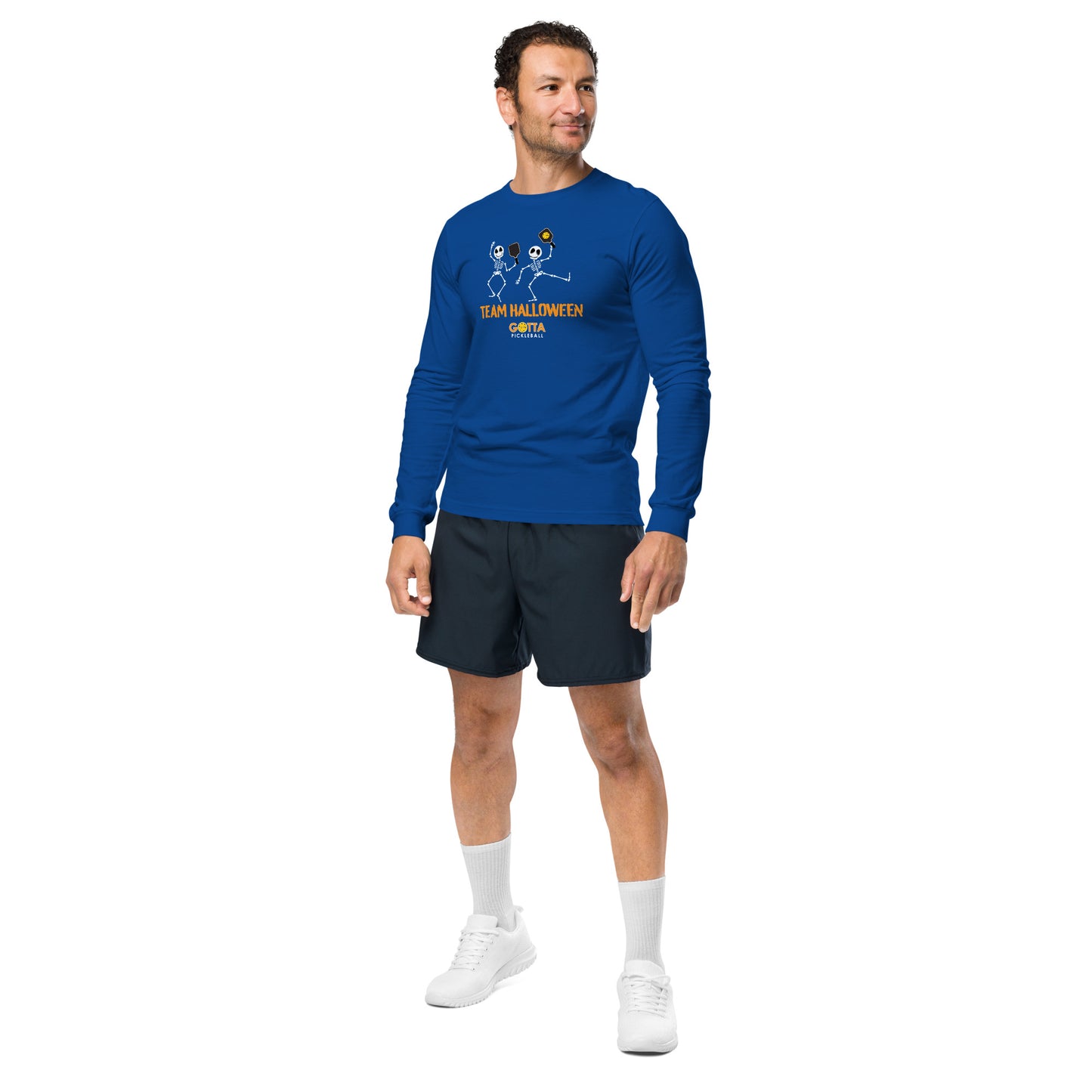 Unisex Long Sleeve Tee: PICKLEBALL SKELETONS TEAM HALLOWEEN (more colors)