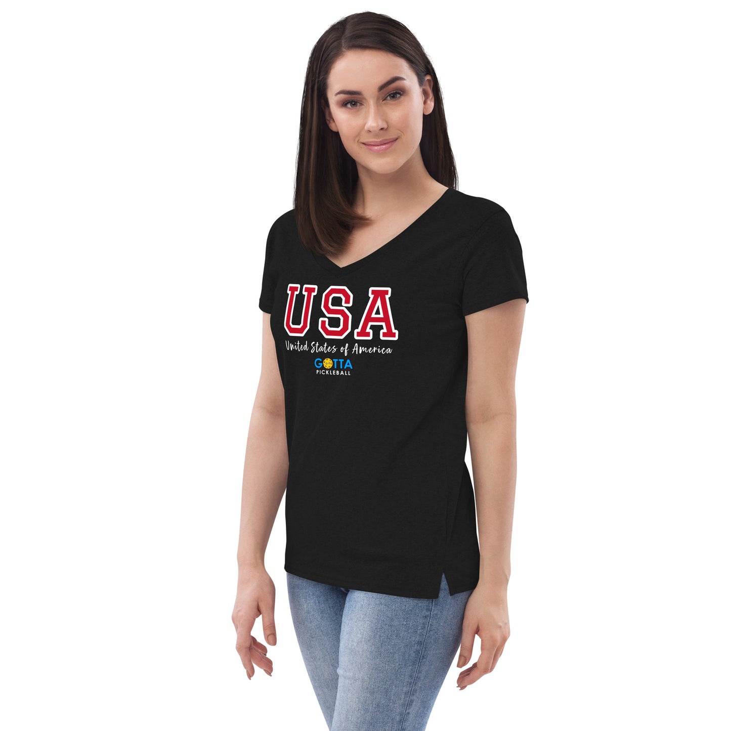 Women's V-Neck: USA Gotta Pickleball (more colors)
