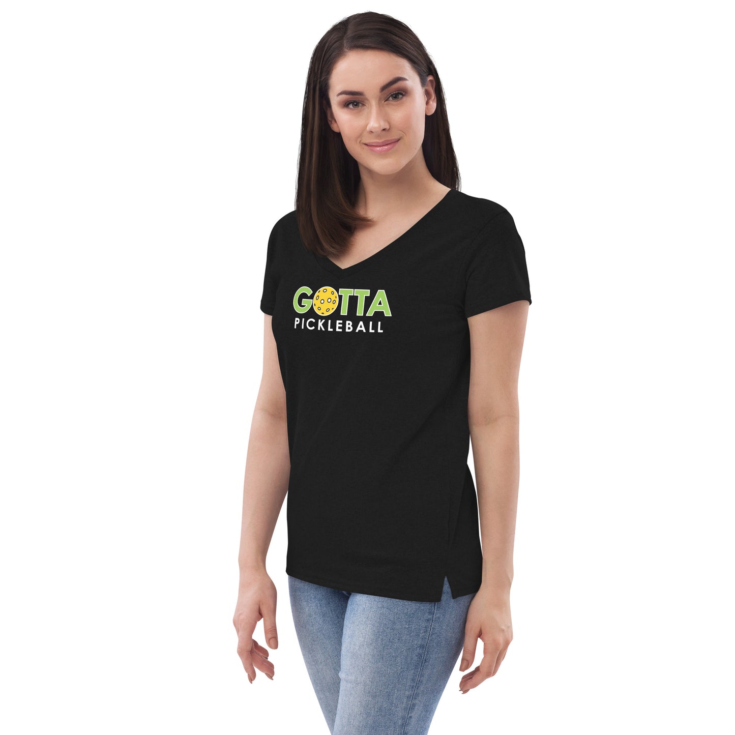 Women's V-Neck: Gotta Pickleball Green Logo (more colors)