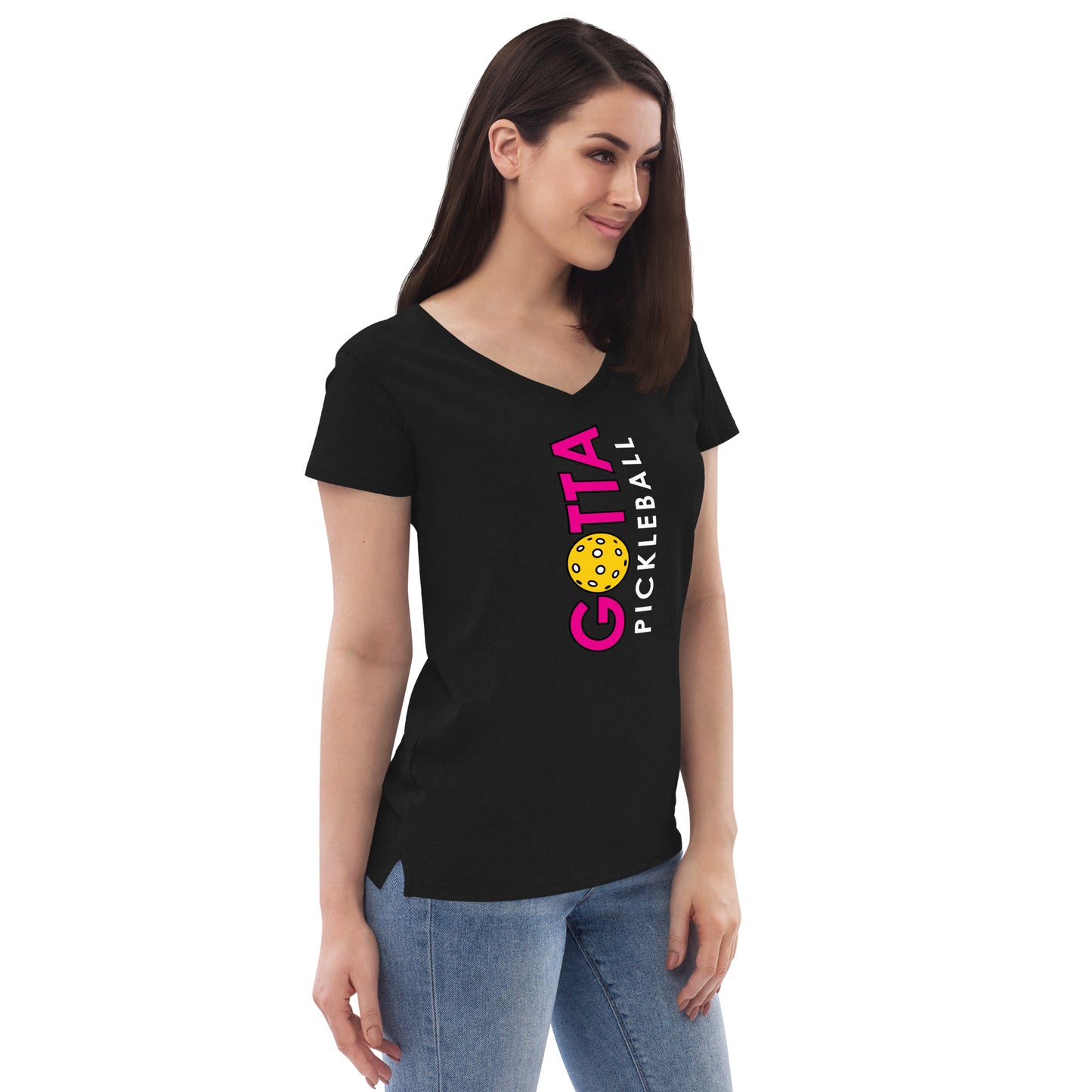 Women's V-Neck: Gotta Pickleball Pink Vertical Logo (more colors)