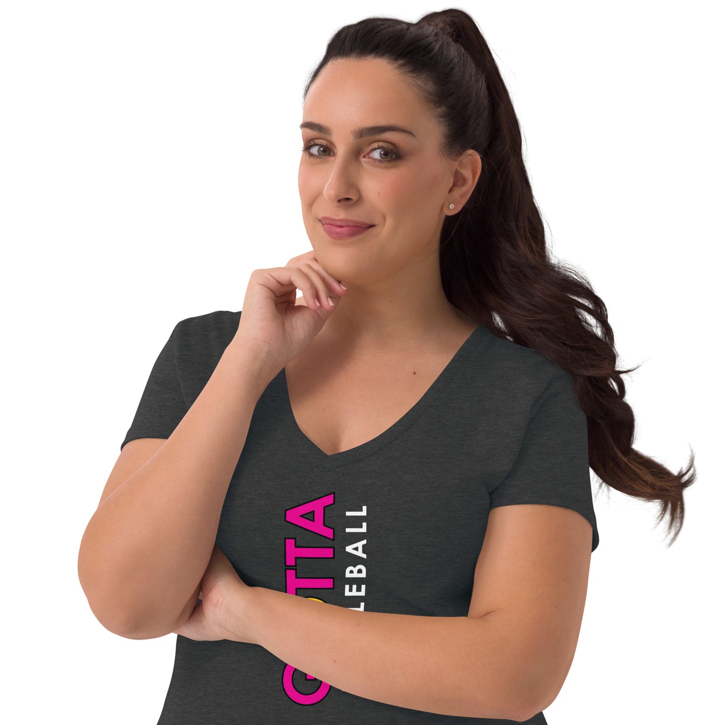 Women's V-Neck: Gotta Pickleball Pink Vertical Logo (more colors)