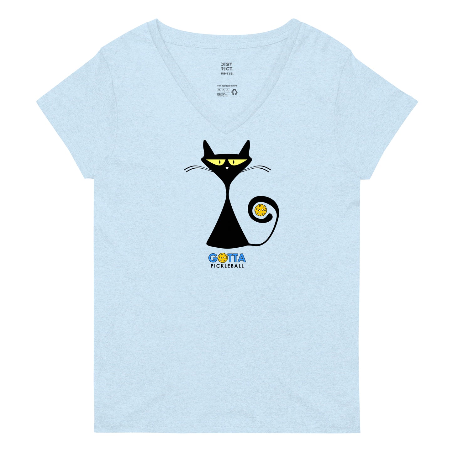 Women’s V-Neck Cat Black Pickleball Tail (more colors)