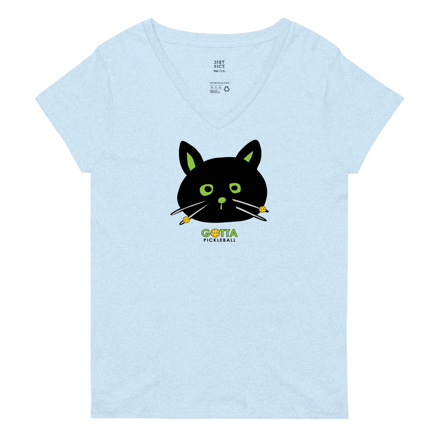 Women's V-Neck: Cat Black Pickleball Whiskers (more colors)