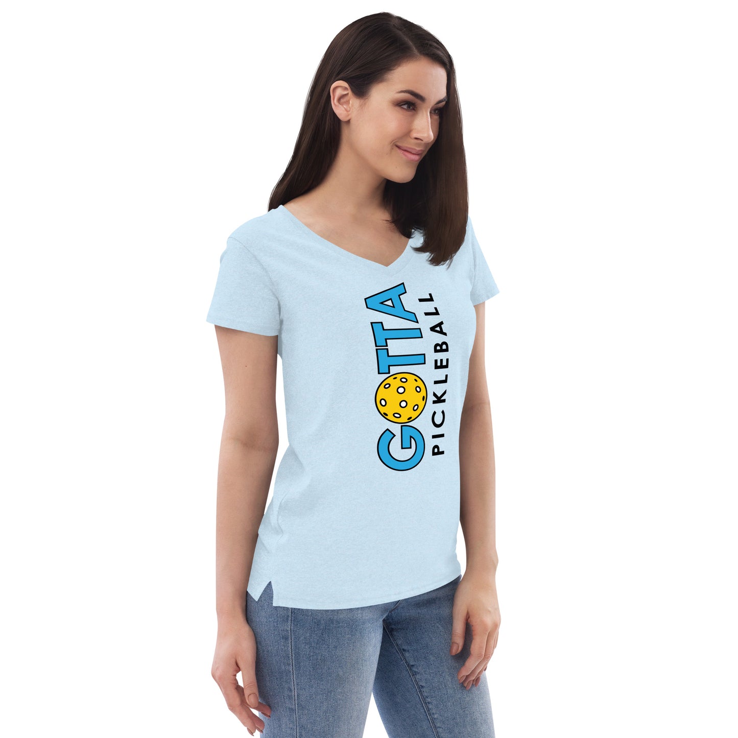 Women's V-Neck: Gotta Pickleball Blue Vertical Logo (more colors)