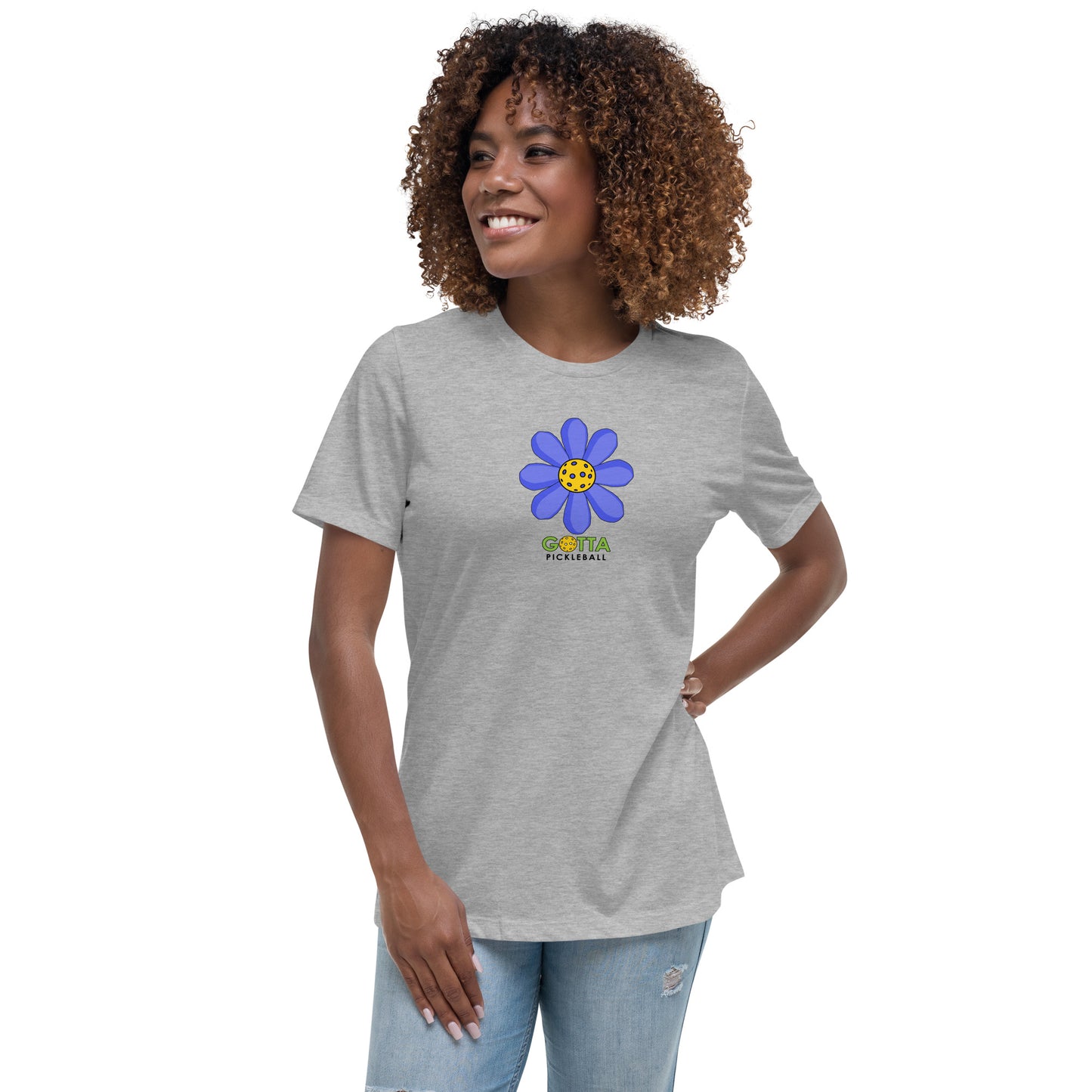 Women's T-Shirt Relaxed: Pickleball Flower Blue (more colors)