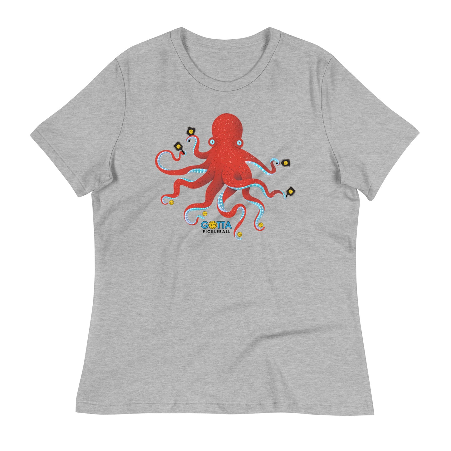 Women's T-Shirt Relaxed: Octopus PIckleball Paddles (more colors)