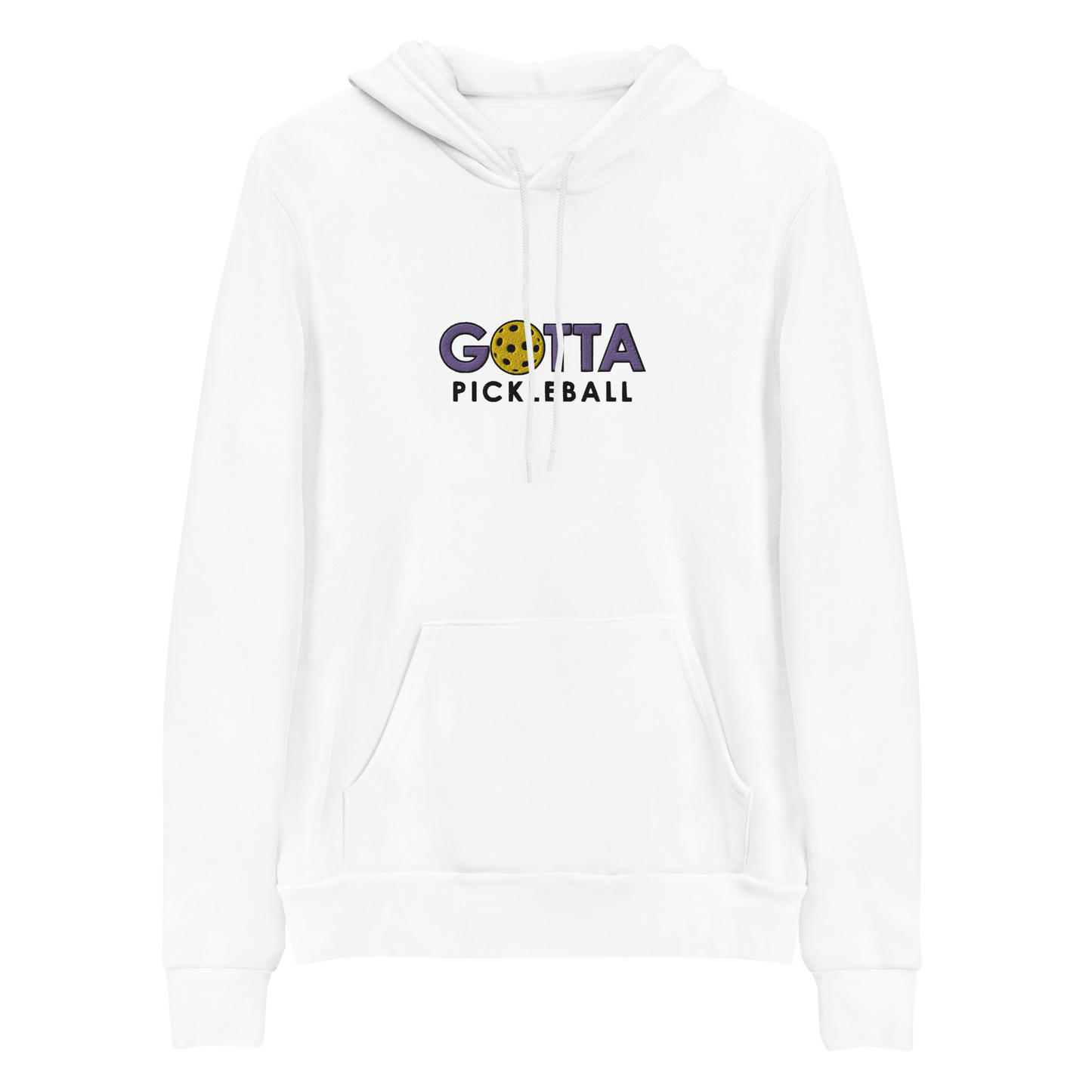 Unisex Hoodie Cotton/Fleece: Embroidered Purple Gotta Pickleball White