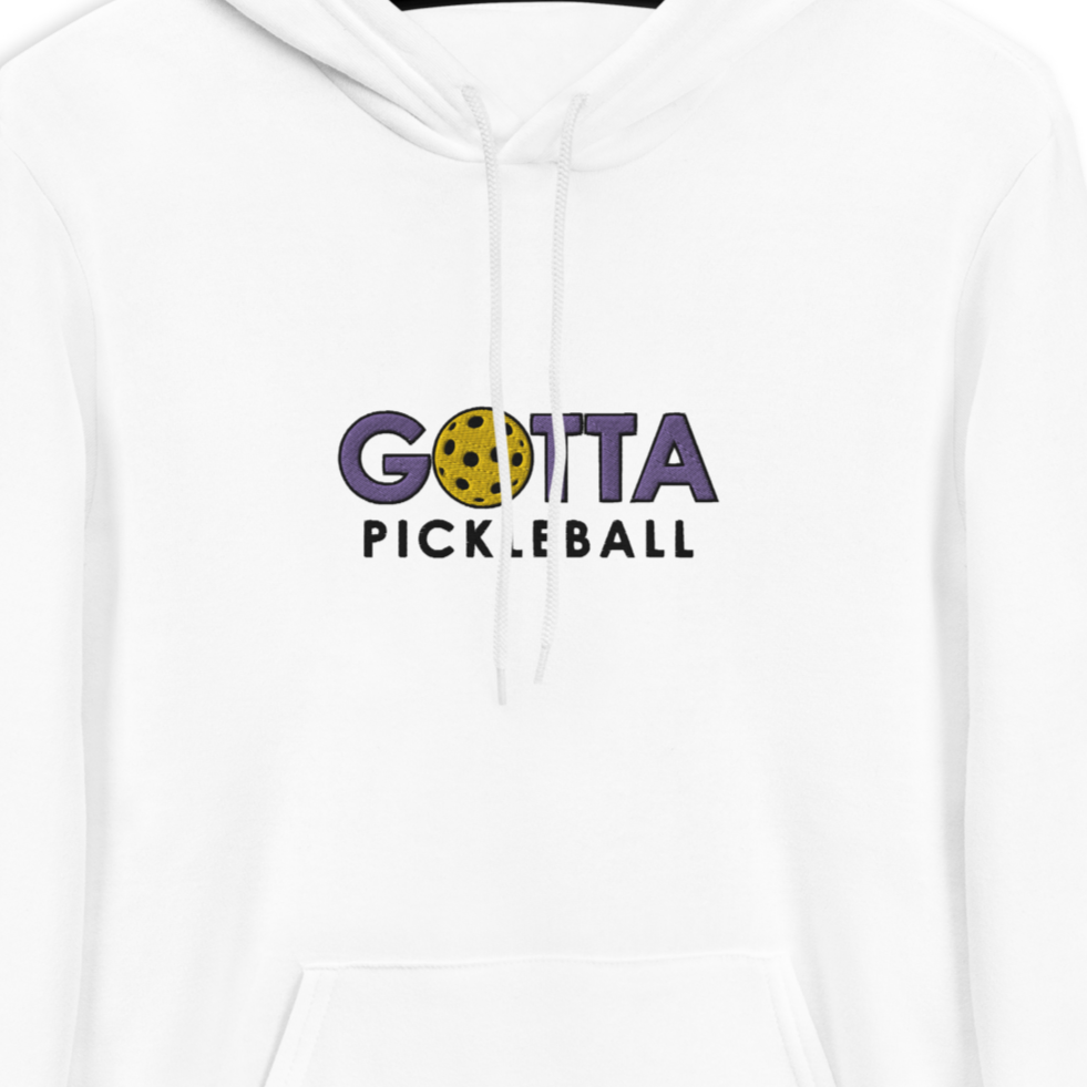Unisex Hoodie Cotton/Fleece: Embroidered Purple Gotta Pickleball White