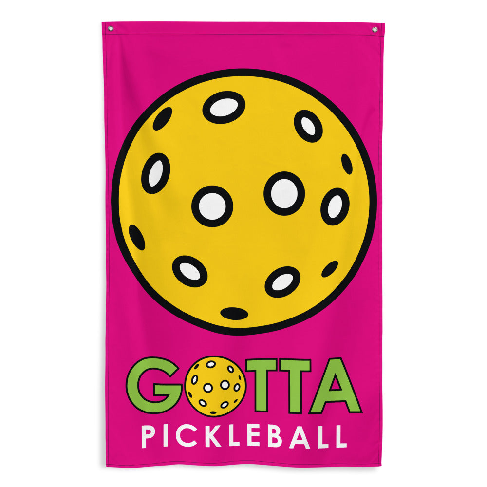 Banner/Flag: PICKLEBALL WITH GOTTA PICKLEBALL LOGO MEDIUM VIOLET DEEP PINK