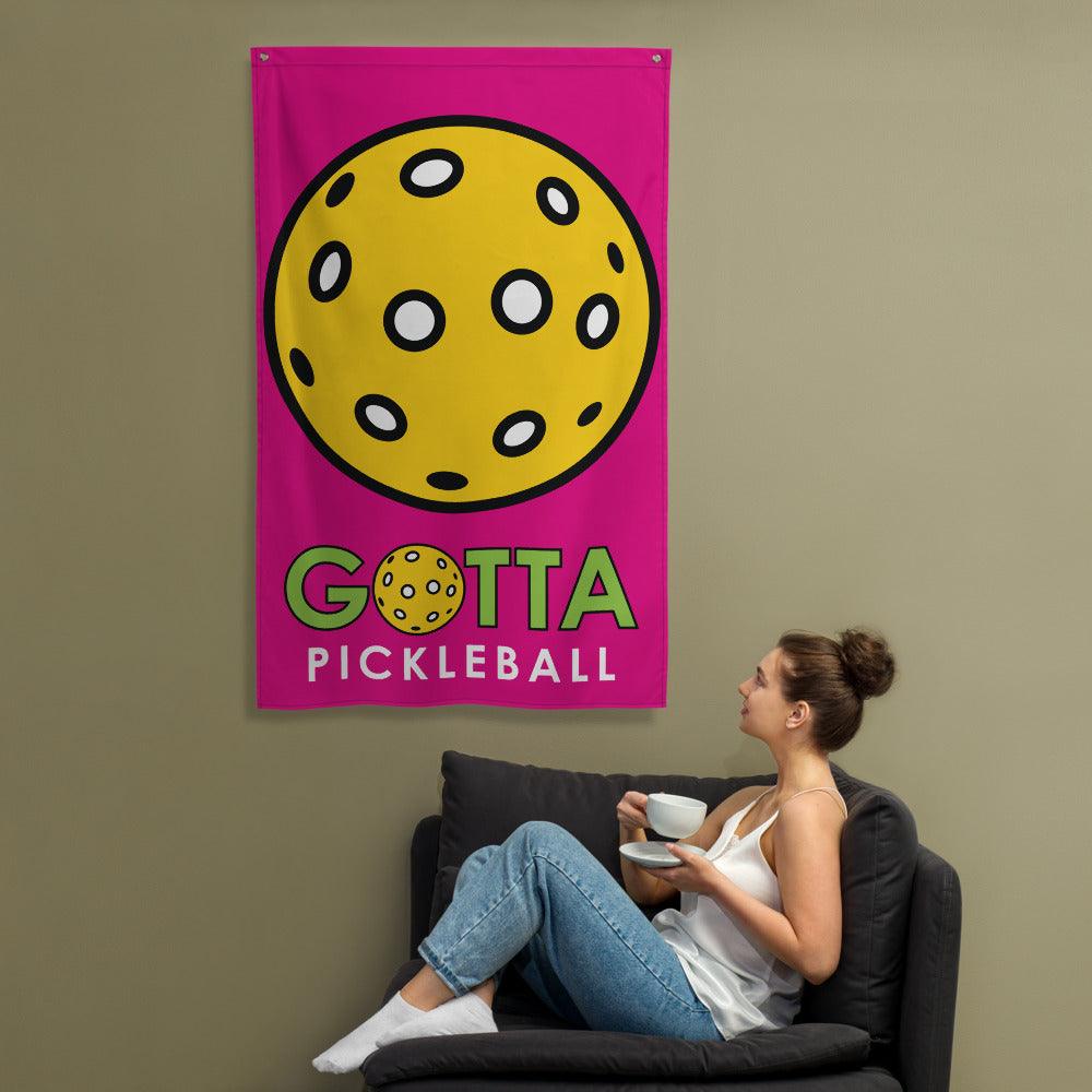 Banner/Flag: PICKLEBALL WITH GOTTA PICKLEBALL LOGO MEDIUM VIOLET DEEP PINK